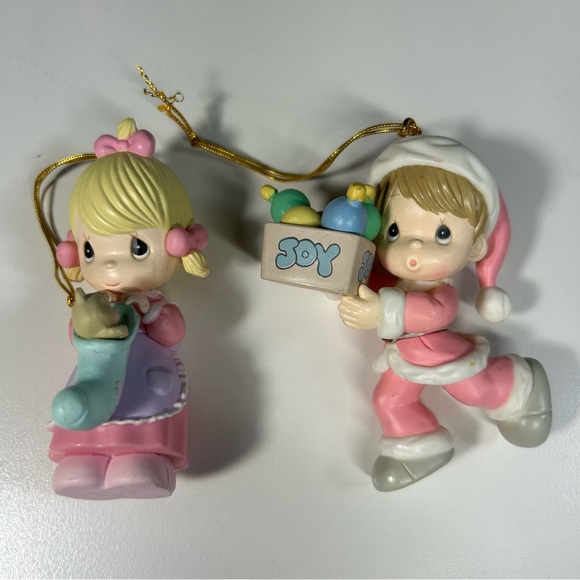 Precious Moments Little Boy Joy Box Girl With Kitten Christmas Ornament 1995-96 - Picture 1 of 8